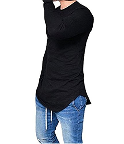 LIWEIKE Mens Hipster Hip Hop Longline Crewneck T-Shirt3