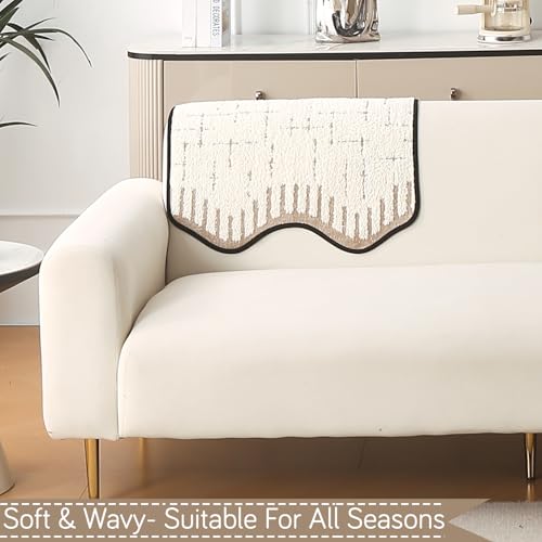 Image of HOKIPO 1 PC Backrest Mat for Sofa Cover | Luxury Supple Soft Wavy Mat with Anti Slip Backing, Cream Brown (AR-6217-CRBR)