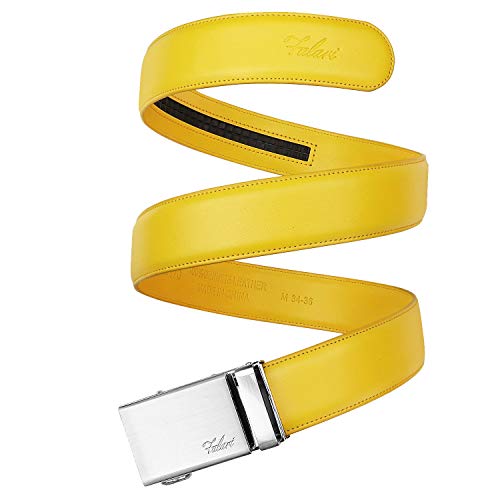 Image of Falari Men Unisex Genuine Leather Ratchet Dress and Casual Belt, Automatic Sliding Buckle, Trim to Fit