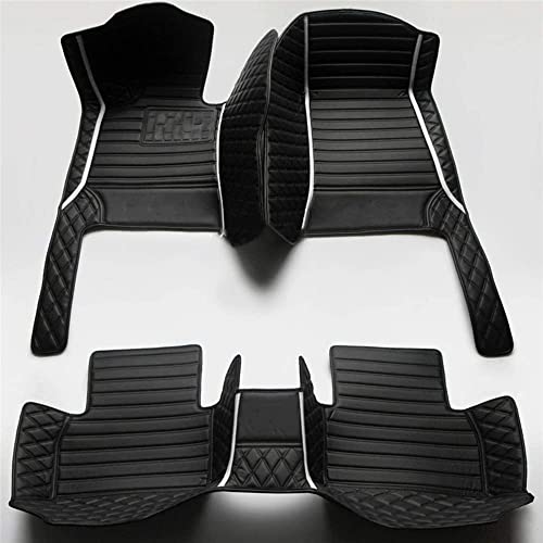 Custom Car Floor Mat Compatible with BMW Mercedes-Benz Toyota Cadillac Lexus Honda Infiniti Nissan Kia Audi All Models Cars Sedans SUVs Automotive Mats (Black and White bar)