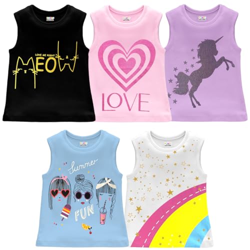 Image of Kuchipoo Girls Sleeveless Regular Fit Cotton T-Shirt