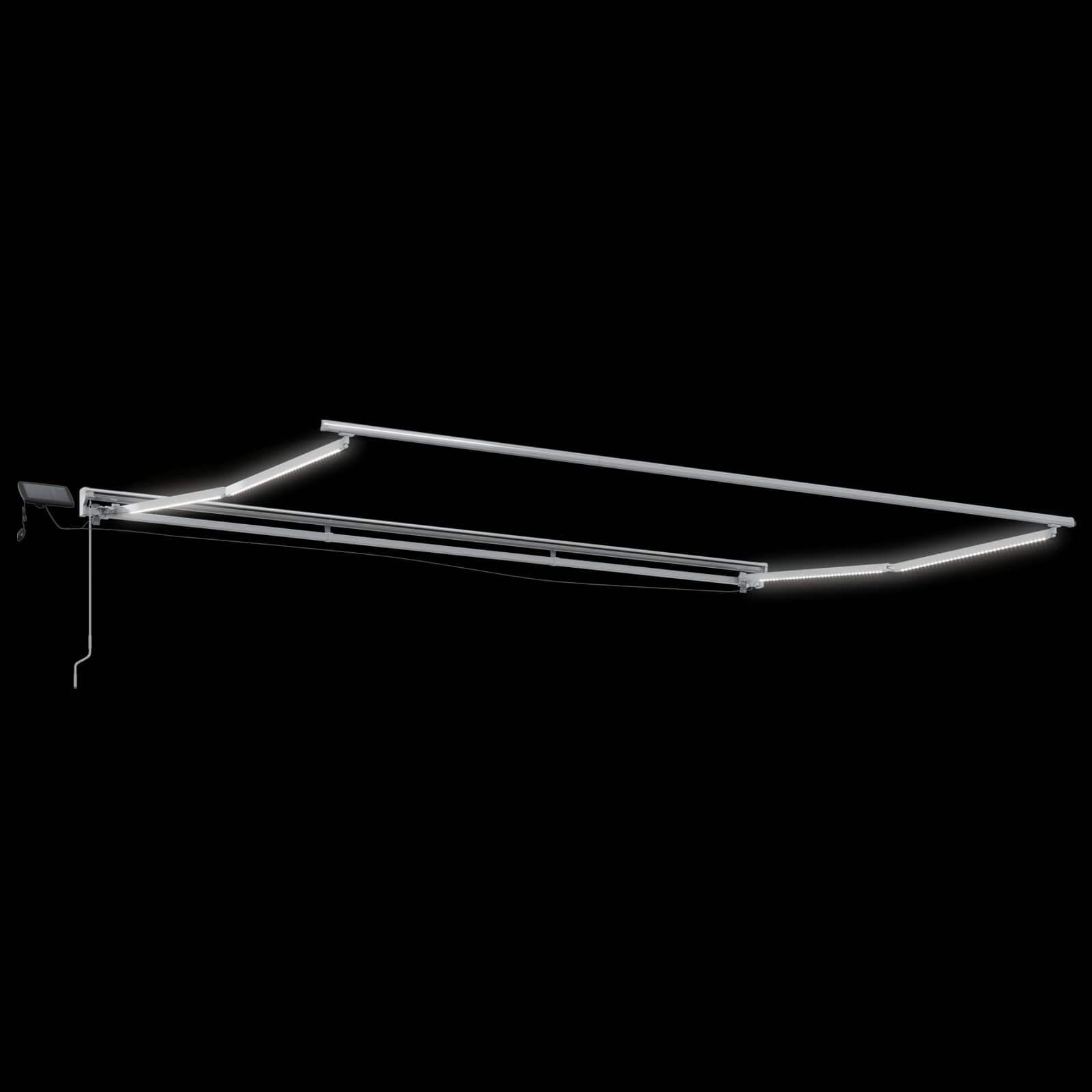 Ręczna rama markizy z diodami LED, 4,5 x 3,5 m, odporna na warunki atmosferyczne, wysuwana z korbą, odporna na promieniowanie UV, idealna do ogrodu, na taras, balkon i na zewnątrz