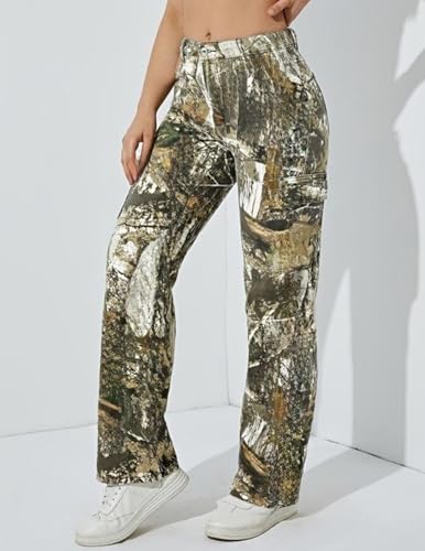 Voghtic Women's Camo Cargo Pants Wide Leg Y2K Camouflage Army Fatigue Sweatpants with Flap Pockets Streetwear4