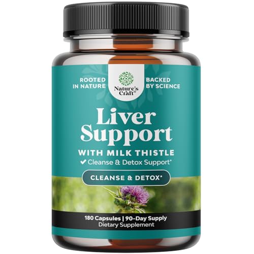 Natures Craft Liver Cleanse Detox & Repair 180 Capsules - Herbal Liver Support Milk Thistle Supplement - Silymarin Milk Thistle Supplements with Dandelion Root Choline Beetroot & Artichoke Extract