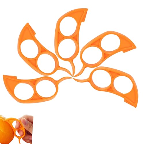 オレンジピーラーツール - キッチンの利便性を高めるシトラスカッター5個セット|安全に握れるグリップとコンパクト形状で素早くスライスし、爪を保護。レモン、グレープフルーツなどの柑橘類や誕生日パーティーの盛り付けに最適。サイズ7.1×3cm