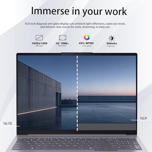 Image of Lenovo ThinkBook 16 Gen 7 Business Laptop, 16 inch FHD+, AMD Ryzen 7 7735HS, 16GB DDR5, 512GB SSD, Wi-Fi 6E, HDMI, Fingerprint, HD Webcam with Privacy Shutter, Windows 11 Pro