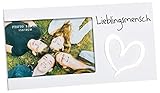 Zum Stellen oder Aufhängen. Brandsseller Bilderrahmen Fotorahmen - Lieblingsmensch - mit Spiegelherz 25x13x1,5 cm Matt-Weiß
