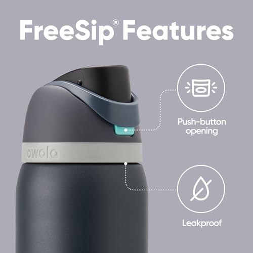 Image of Owala FreeSip Insulated Stainless Steel Water Bottle with Straw for Sports and Travel, BPA-Free, 32oz, Foggy Tide