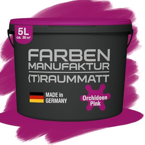 Farben Manufaktur (T) raummatt Wandfarbe Innenwandfarbe Innenfarbe Dispersionsfarbe Trendfarbe 2022 1/2/5/10L, Farbe: orchideen pink, Größe: 2L