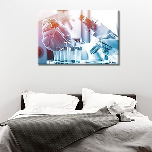 Image of Rack Science Research in Test Tubes Wall Art 1 Panels Chemical Equations and Periodic Table Wall Pictures Framed Wall Art Posters Giclee Wooden Framed Gallery-Wrapped Ready to Hang (24 inch Wx36 H)