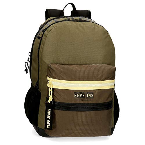 Pepe Jeans Caden Mochila Doble Compartimento Verde 31x46x16 cms Poliéster 22.82L
