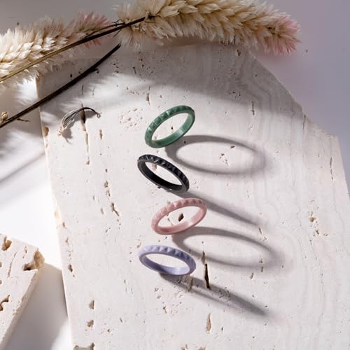 Image of Egnaro Silicone Wedding bands women:2.5mm Wide - 2mm Thick Gold and Silver Rubber Rings with Half Size,4-8 Variety Multipack