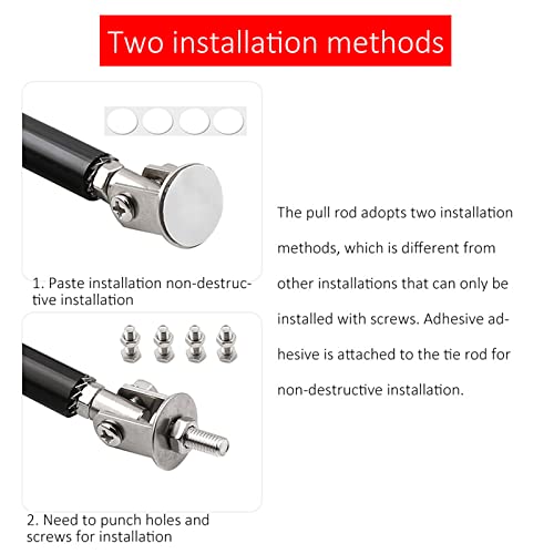 Tfatf Front Bumper Lip Splitter Diffuser Strut Rod Tie Bars Splitter Support Rods 3''-6'' Adjustable 2Pcs Fit Most Vehicles (Black, 150Mm), 5.9Inch #TOP3