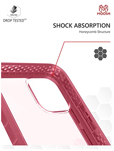 Image of MOOSH Commuter Series for iPhone 12 Mini Case Clear Back 10FT Drop Tested Scratch-Resistant Raised Edges Replaceable Colour Blocks Shock Absorption Apple iPhone 12 Mini Case 5.4 inch (Pink)