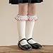 RSHuiOUXX Calf Socks Teen Girls Lace Ruffle Leg Warmer Long Stockings Breathable Fashion Socks for 3-13 Years