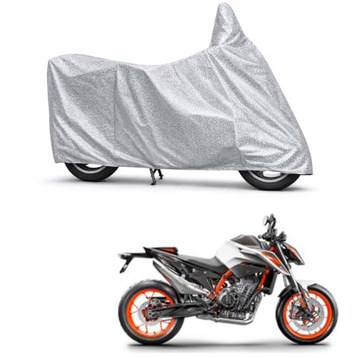 Image of 100% Waterproof Two Wheeler Body Cover Multi Layered Fabric Designed for KTM 890DukeR | Belt Buckle Lock | Silver Mag