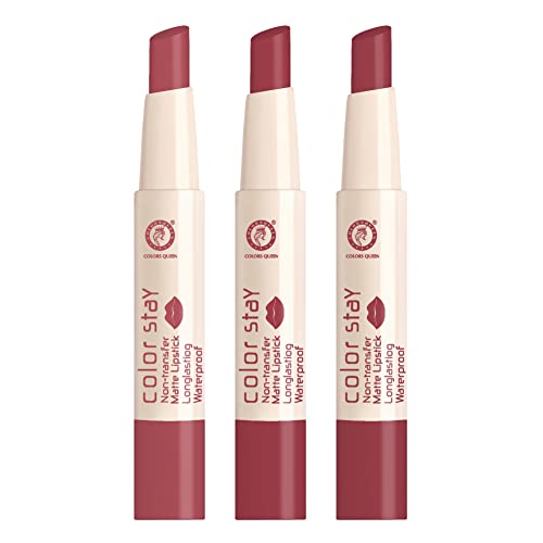 Image of Colors Queen Color Stay Matte Lipstick Combo Set of 3 | Weightless Matte Finish with Smooth Application | Transfer Proof, Smudge Proof & Waterproof | Long Lasting Lipstick for Women (On Mode, Rose Sunday & Nude Mood)