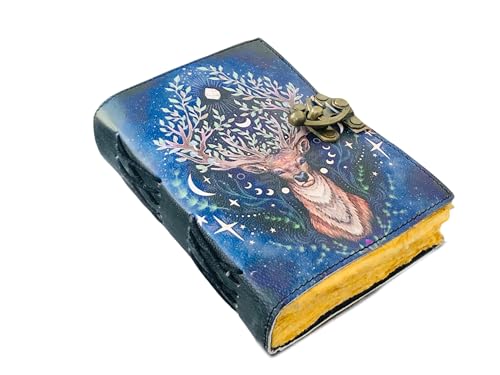 Grimoire Hunter Print Leather Journal Blank Journal Leather SketchBook Travel Journal Junk Journal Gifts for Men and Women 7x5 inch