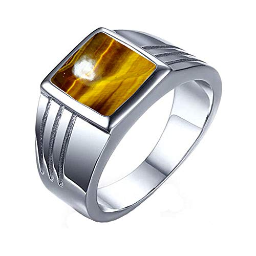 Bague argent 925 homme anti-ternissement avec pierre carrée véritable