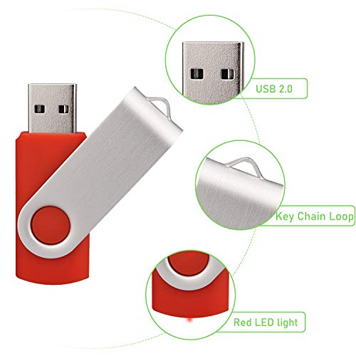 Hrongshk Usb Flash Drive 16Gb 10 Pack, Thumb Drives Usb 2.0 Bulk Swivel Memory Stick Jump Drive Zip Drive With Led Indicator For Data Storage, File Sharing thumb #3