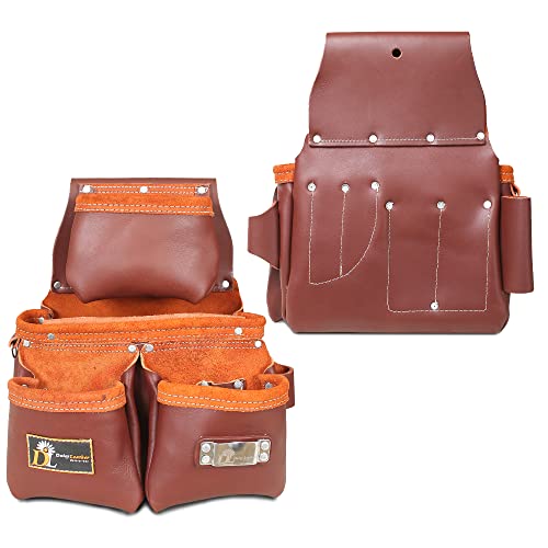 Image of Daisy Leather Tool Belt, PRO-303 Premium Leather Oil Tanned 27 Pockets Heavy Duty Tool Pouch, Leather Tool Belt, Tools Organizer for Electrician, Carpenter, Construction and Framer Tools, X-Large
