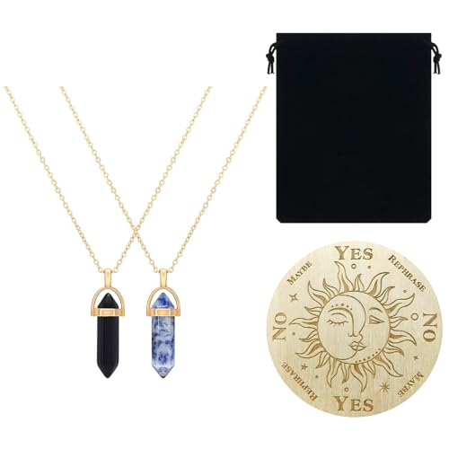 Guador Pendel Brett Wünschelrute Wahrsagen Metaphysische Message Board Holz Brett mit Kristall Pendel Kristall Brett Wahrsagungs Brett Wünschelrute Pendel Halskette Hexerei (Schwarz und Blau)