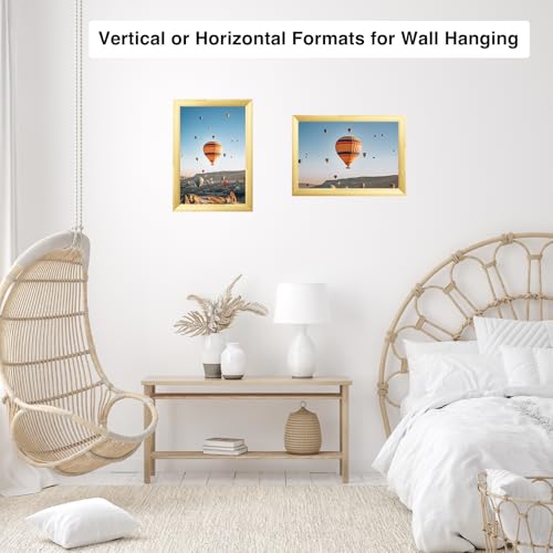 Image of JCJMY 9x12 Picture Frame Gold for Wall Hanging, Wall Mounting Horizontally or Vertically, 9 x 12 Wall Gallery Poster Photo Frame with Durable Shatter Resistant Plexiglass, Gold