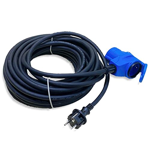 CEE Adapterleitung Set 15m Winkelkupplung an Schuko Stecker + CEE Adapter Kabel u. Schutzbox rot - H07RN-F 3x2,5mm² 230V 16A Stromadapter - Camping-Kabel Set für Wohnmobil Wohnwagen Boot