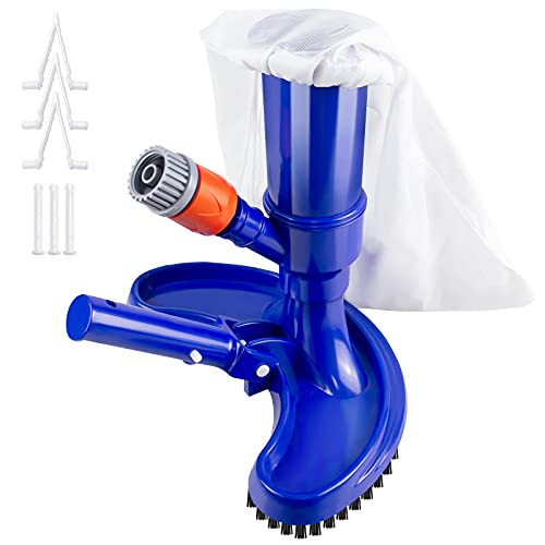 BLIKA Portable Pool Vacuum Jet Underwater Cleaner with Scrub Brushes & Leaf Bag, Pool Leaf Vacuum Cleaner