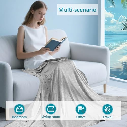 Uplayteck Bambusfaser Kühldecke 150 x 200 cm, 2 in 1 Doppelseitig Kühlende Decket mit Arc-Chill Q-Max0.36 Kühlfasern, Naturfaser Sofa Cooling Blanket für Kinder, Haustiere, Erwachsene