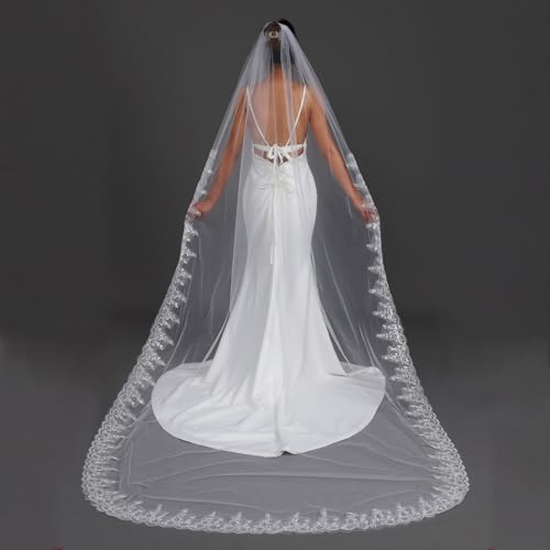 Ursumy Glitter Bride Wedding Veil