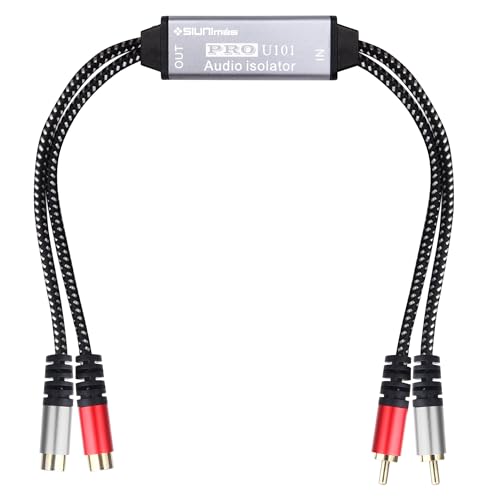 SIUNIMAS Pro U101 Mini RCA Passive Ground Loop Noise Isolation Box Build-in Nylon Braided Cords Audio Noise Filter for Home/Car/Official Audio Playing Systems Hum/Buzzing Problems