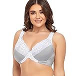 Ayigedu UK Ladies Super Plus Size Full Coverage Underwire Bra Non Padded Minimizer Bras 40F Grey