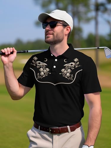 Image of PAGYMO Funny Golf Shirts for Men Crazy Printed Pattern Novelty Moisture Wicking Performance Mens Polo Shirt