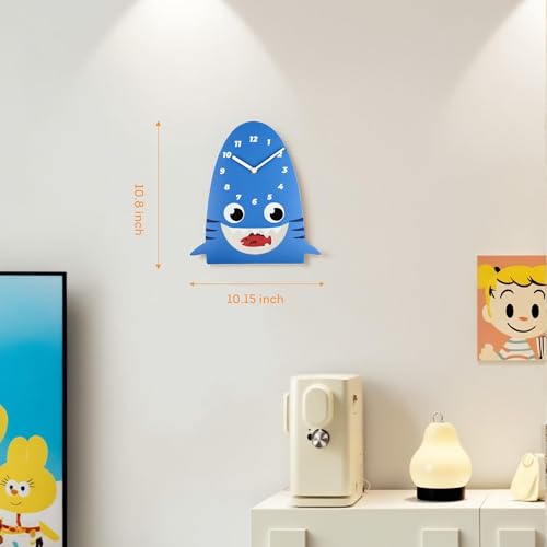 Lily's Home Shark-Shaped Wall Clock with Fish Pendulum - Playful 10.8'' Room Decor for Kids - Battery-Powered - Ideal Gift for Birthdays & Holidays - Fun Bedroom, Living Room, or Nursery Accent - Image 5