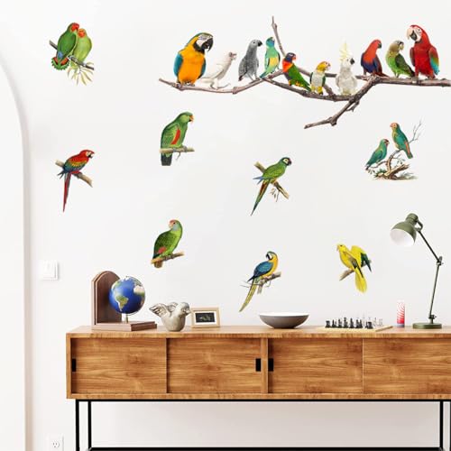 Vinilos decorativos pájaros en rama acuarela pack 2 miniatura 7