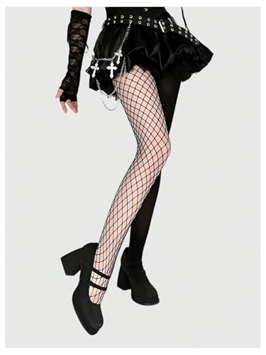SweatyRocks Women's Mesh Fishnet Tights High Waist Pantyhose Goth Party Tights Stockings3