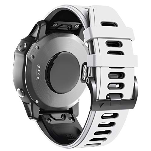 ANBEST Pulsera de Silicona Compatible con Fenix 7X/Fenix 6X Pro/Fenix 5X Correa, 26mm Pulsera de Repuesto Liberación Rápida para Fenix 5X Plus/Fenix 6X/Fenix 3/Fenix 3HR, Blanco/Negro