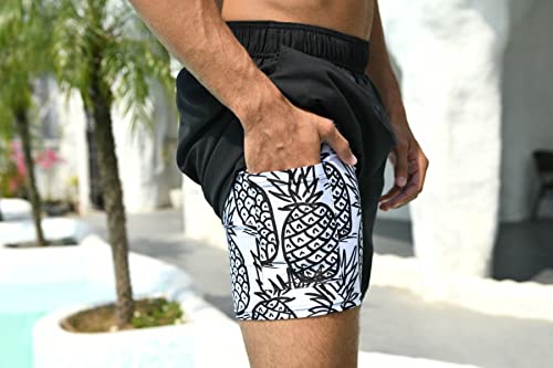 Cozople Mens Swim Trunks Quick Dry Bathing Suit with Compression Liner 5.5" Inseam Anti Chafe Beach Swim Shorts4