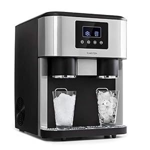 Klarstein Eiszeit Crush Ice Cube Machine – 3-In-1: Ijsklontjes, Crushed Ice, Ijswater, 2 Maten Ijsklontjes Sizes, 15-18Kg / 24H, Lcd Display, Tank Capacitet: 1,8 Liter, Ice Capacity: 600G – Zilver