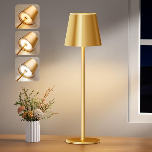 PreeOtti Lampe de Chevet LED Sans Fil, 3 Modes de Couleur, Gradation Progressive, Lampe de Table...