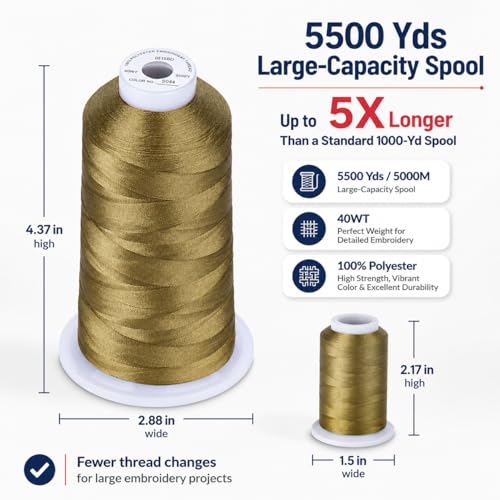 Image of Simthread Embroidery Machine Thread 5000M 40WT Polyester, Dark Ivy S044 | 5000M 40WT polyester thread feeds smoothly for home or commercial embroidery projects.