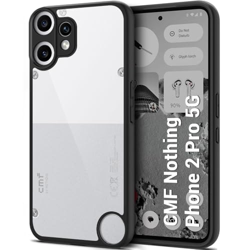 Image of TheGiftKart Hybrid Shockproof Back Cover Case for CMF by Nothing Phone 2 Pro 5G | Hard Back Cover Case for Nothing CMF Phone 2 Pro 5G (PC & TPU, Transparent Clear Back, Black Sides)