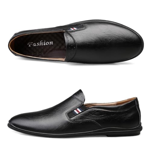 YYSPR Men's Casual Genuine Leather Slip On Penny Loafer Flats Soft Driving Walking Dress Shoes2