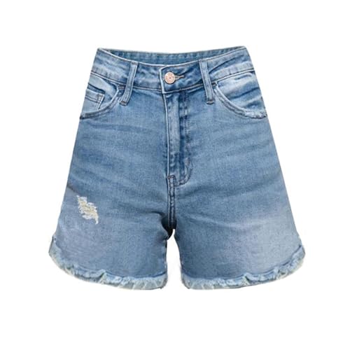 Short en jean avec taille haute décontracté et déchiré pour l'été