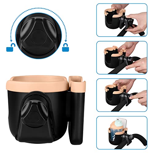 Image of Accmor Stroller Cup Holder with Phone Holder, Bike Cup Holder, Universal Cup Holder for Uppababy Nuna Doona Strollers, 2-in-1 Cup Holder for Walker, Wheelchair, Scooter