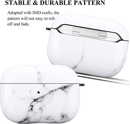Airpods Pro Case - Yomplow White Marble Protective Hard Case Cover Skin Portable & Shockproof Women Girls With Keychain For Apple Airpods Pro Charging Case (White Marble) #TOP1