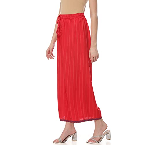 Image of Rangriti Red Liva Palazzo Pants for Women