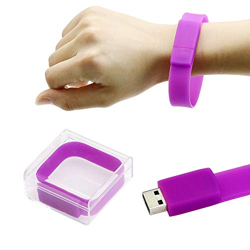 Diseño de Pulsera portátil púrpura Impermeable 128GB USB Flash Pen Drive Memory Stick Disk para Escuela, Oficina, niños y hogar - Civetman