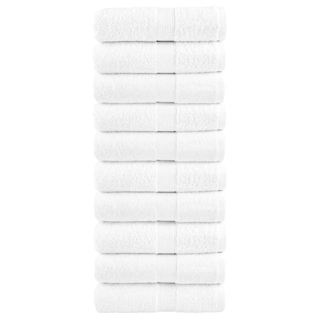 SOLUND Lot de 50 gants de toilette - Blanc - 15 x 21 cm - 600 g/m² - 100 % coton certifié Öko-Tex - Absorbantes - Douces et moelleuses - Séchage rapide - Pour salle de bain, sauna, spa, salle